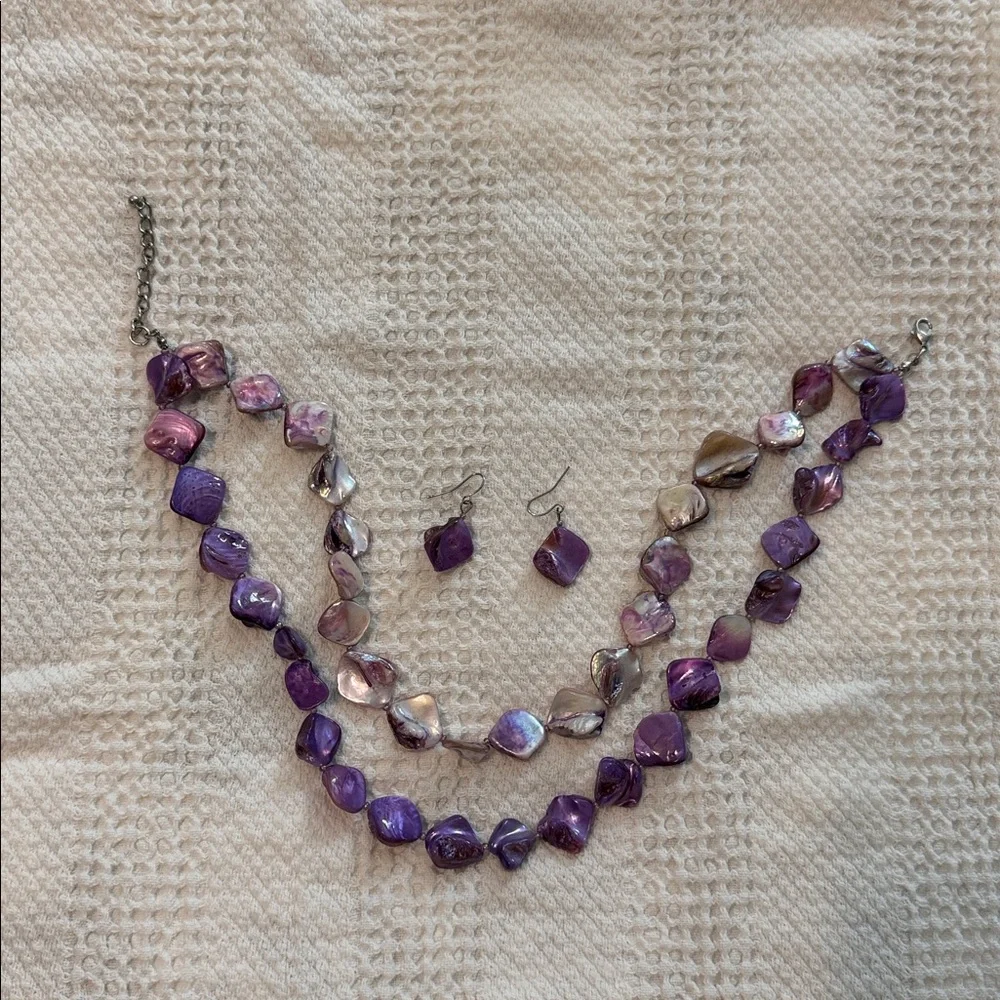 Purple & Silver Jewelry Set | Elegant Necklace & Matching Earrings ✨